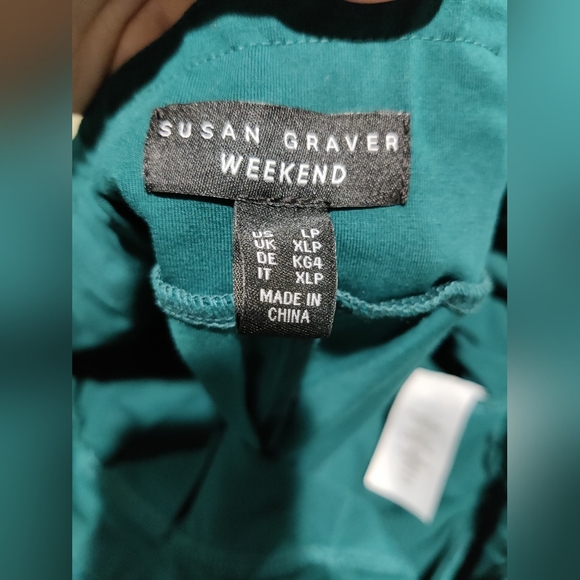 Susan Graver Women's Dark Teal Ankle Pants- Petite Large - Picture 3 of 4